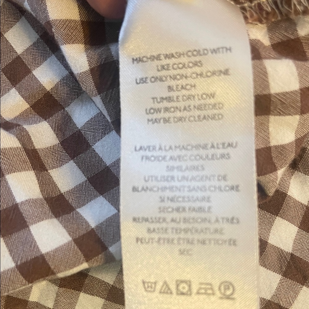 We the Free. Half Moon Brown Gingham Embroidered Women's Top - Picture 9 of 11